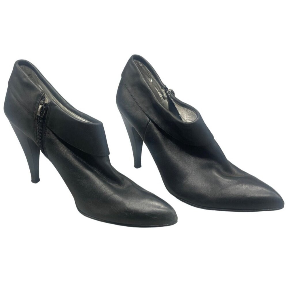 guess marciano stiletto 3" heel ankle boots black zip pointed toe size 8.5M READ